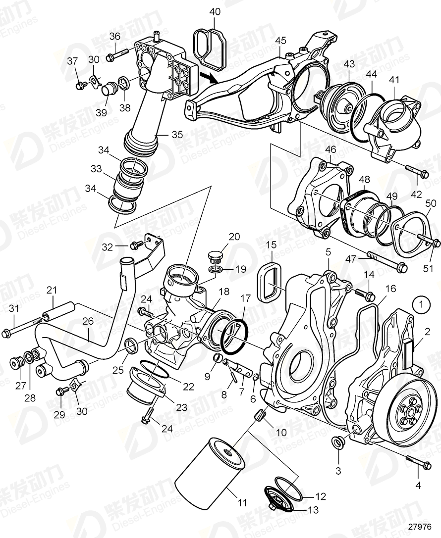 VOLVO Coolant pump, ex 3801418 Drawing